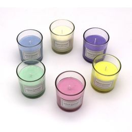 Aromatherapie-Glas-Kerze, romantischer Valentinstag, Geburtstag, Festival, Zuhause, dekorative Kerze, duftende Paraffin-Violett-Magnolien-Kerzen