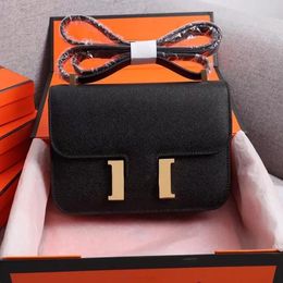 19cm 24cm cowskin Designer Bag Espom Genuine leather bags Fashion Handbag Women Shoulder Lady tote Big Buckle Gold Hardware