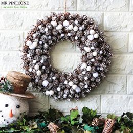 Snow Noel Wreath Natale Frozen Christmas Decorations Navidad Home Decor Wreaths Handcraft Door Wreath Wedding Party Decoration Y200111