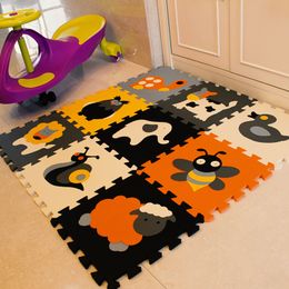 meiQicool 9pcs/set EVA Foam Play Mat Baby Puzzle Floor Mats Carpet Pad Toys For Children Environmental animal pattern LJ201113