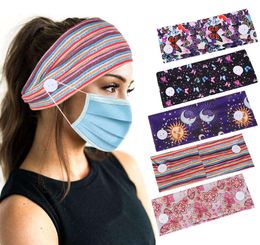 hot sale new elastic wide mask anti-leash button headband yoga sports sweat-absorbent headband