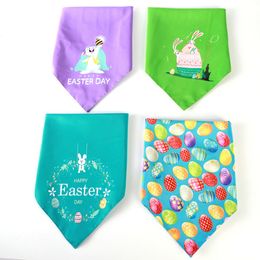 easter scarves Canada - Easter Pet triangular scarf Dog bandanas 4 styles festival items Rabbit printing ornaments 2021 100% polyester neck scarf A13