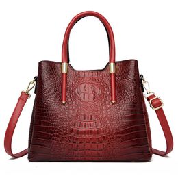 Fashion Womens Totes Bags Crocodile Pattern Handbag Trend Solid Color PU Large Capacity Shoulder Bag HBP