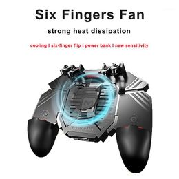 Game Controllers & Joysticks For PUBG Helper Mobile Phone Arrival AK77 Gamepade Radiator Handle Water-cooled Fan Six Fingers PUGB Power Game