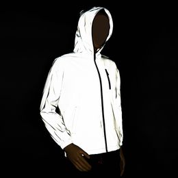 Rollsrari nova jaqueta reflexiva completa homens / mulheres harajuku windbreaker jaquetas com capuz hip-hop streetwear noite shiny casacos 122 201118