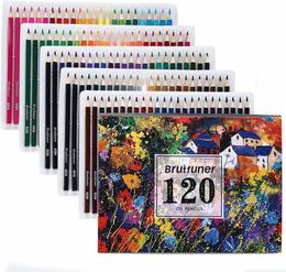 Brutfuner 48/72/120/160 Colours Professional Oil Colour Pencils Set Artist Painting Sketching Pencil for School Draw Art Supplies 201102