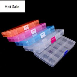 17.4*9.8*2.2cm 15Cells 5 Colours Button&Jewel Case Transparent Colour DIY Organiser Box Splittable Plastic Storage Boxes