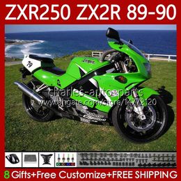 Motorcycle Fairings For KAWASAKI Green black NINJA ZX2R ZXR250 ZX 2R 2 R R250 ZXR 250 89 90 Bodywork 84No.45 ZX2 R ZX-2R ZXR-250 1989 1990 ZX-R250 89-98 Full Body Kit