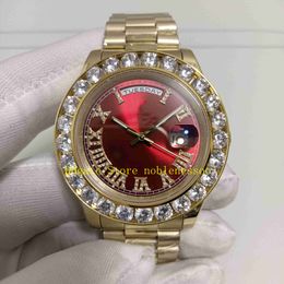 -5 cor real foto mens automático relógio homens 43mm data grande diamante bezel vermelho azul preto preto verde dial 228345 pulseira de ouro amarelo relógios dos homens relógios de pulso
