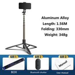 Aluminum alloy Bluetooth-compatible Selfie Stick Tripod Foldable Monopod With Two Led Fill Light Anti-shake For Action Cameras Smartphones shake-proof