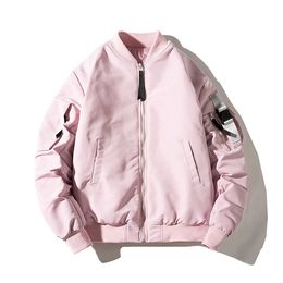 Autumn Couple's Jacket Coat Oversize Style Women Bomber Jacket Women Tops Chaqueta Mujer Winter Thick Coat Pink Casaco 201023