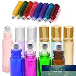 1pcs 10ml Portable Pearl Colorful Thick Glass Empry Essential Oil Perfume Roller Bottles Travel Refillable Rollerball Frosted Vi