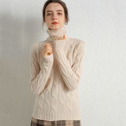Winter Women Pullovers Sweater Knitted Elasticity Casual Jumper Fashion Turtleneck Warm Female 100% Merino Wool Cashmere Sweater LJ201112