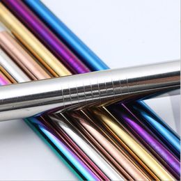 Fast Shipping High quality 304 Stainless Steel straw Metal pearl bubble Drinking Straw Reusable 12mm x215mm
