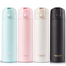 Pinkah Thermos 500ml leak-proof Stainless Steel Vacuum Flasks Coffee Tea Milk Travel Mug Thermo Bottle Gifts Thermocup For Car LJ201221