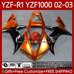 OEM Bodys For YAMAHA YZF R 1 1000 CC YZF-1000 YZF-R1 2002 2003 2000 2001 Bodywork 90No.111 YZF R1 Orange Black 1000CC 2000-2003 YZF1000 YZFR1 02 03 00 01 Motorcycle Fairing