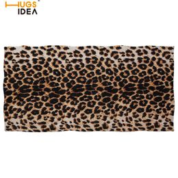 HUGSIDEA Luxury Leopard Print Bath/Beach Towel 3D Cheetah Fur Design Spa/Sport/Gym Blanket Quick Dry Shower Towel Bathroom