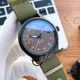 Sale New Naval Air Combat Force IW324702 Miyota 8215 Automatic Mens Watch Grey Dial PVD Black Steel Case Green Nylon Strap Watcehs SwissTime