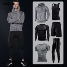 Men Sportswear Compression Sport Suits Breathable Gym Clothes Man Sports Joggers Training Gym Fitness Tracksuit Running Sets 3XL 201207