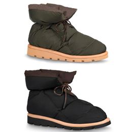 Moda travesseiro plana tornozelo botas mulheres designer para baixo bota macia para baixo impermeável náilon superior botas de inverno boa qualidade com caixa 35-41 no265