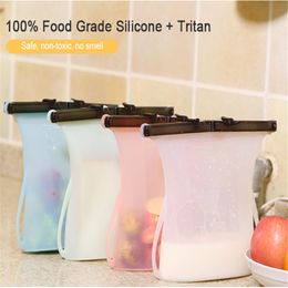 Organisation Sets Food Storage Reusable Silicone Fresh Storage Bags Sealed Refrigerator Bag Fruit Milk Containers Kitchen Tools
