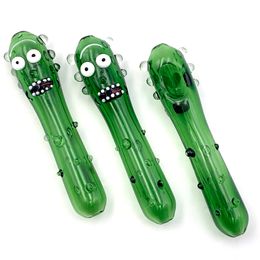 Funny Cucumber Pickle Pyrex Glass Smoking Pipe Dry Herb Tobacco Cute Spoon Shape Hand Pipes Handmade Novelty Smoking Accessories