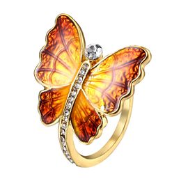wing crown Australia - Hot Selling Fashion Imitation Crown Wing Butterfly Lucky Crystal Bow Open Ring For Women Lover Wedding Engagement Jewelry