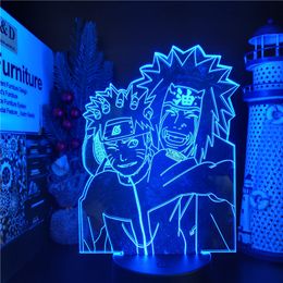 Uzumaki Naruto Jiraiya 3D Acrylic LED Night Light 7 Color Change Touch Desk Table Lamp Kids Christmas Gift