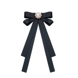 Vintage Ribbon Bow Tie Brooches Pin for Shirt Collar Women Girl Lady Elegant Brooch Pin Black Red Pink Color