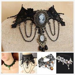 Chokers Vintage Victorian Lolita Gothic Lace Necklace Vampire Cosplay Costume Choker Halloween Cocktail Evening Party Dress Jewelry1
