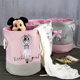 Cotton Linen Folding Laundry Basket Dirty Clothes Storage Basket For Kids Child Toys Organizers Basket Sundries Storage Barrel LJ201204