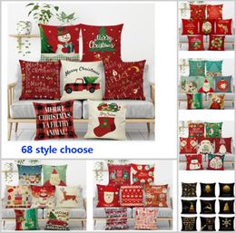 68 design Christmas Pillow Case Cover Santa Claus Reindeer Owl Tree Elk Printed Cushion Cover Home Car Decor Decoration HH7-110