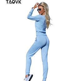 TAOVK Women Knitted Suit and Sets Casual Spring Autumn Tracksuit Female Knitted Trousers+Jumper Tops Costume Clothing Set LJ201126