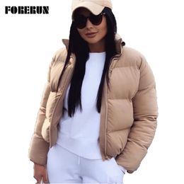 FORERUN Fashion Bubble Coat Solid Standard Collar Oversized Short Jacket Winter Autumn Female Puffer Jacket Parkas Mujer 2020 LJ200815