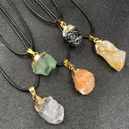 Irregular Natural Original Crystal Stone Gold Plated Pendant Necklaces For Women Girl Fashion Party Club Decor Jewelry