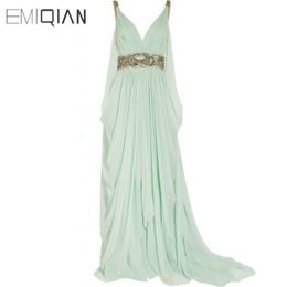 V Neck Backless Long Chiffon Pageant Dresses,Gold Beaded Evening Dresses,Formal Evening Gowns LJ201124