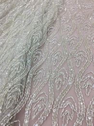 haute couture lace Australia - Beaded Lace Fabric Heavy Bead Lace Fabric For Haute Couture Dress High End Hand Beaded Evening Dress1