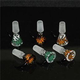 hookahs Wholesale 14mm bowl Male glass With flower Snowflake Filter bowls For Water Bongs smoking dabber tools