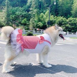 Large Dog Dress Princess Pet Dress for Medium Large Dog Costume Plaid Pet Clothing for Dogs Skirt Dresses Disfraz Perro Labrador 201114