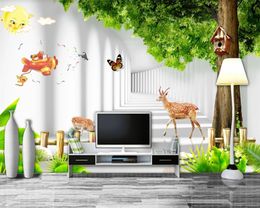 Custom 3d Landscape Wallpaper 3D Fresh Children's Room Big Tree Scenery Beautiful Children's Room Kids Room 3d Mural Wallpaper