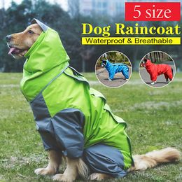 Pet Cat Large Dog Hooded Raincoat Waterproof Dog Clothes Soft Breathable Pet Cat Small Dog Rainwear in 5 Size 201127