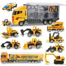 Coolplay 12in1 Mini Alloy Engineering Car Model Tractor Toy Dump Truck Model Classic Toy Vehicle Mini Gift for Boys Free Gift LJ200930