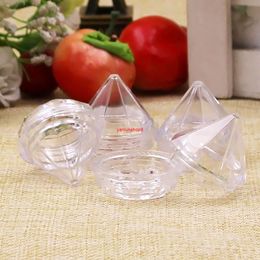 200pcs 5g Plastic Three-dimensional diamond Clear Amber Jar Empty Cosmetic Cream Packing Containergood package