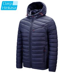 Darphinkasa inverno casual cor sólida com capuz parka casaco de homens quentes jaqueta 210203