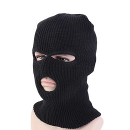 Windproof Beanies Full Face Cover Mask Three 3 Hole Balaclava Knit Hat Winter Ski Cycling Mask Beanie Hat Scarf Warm Masks