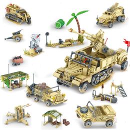 Classic Armoured Vehicles Truck Model with Army Soldier Compatible Military Tank Model Building Blocks Children Toys LJ200928