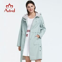 Astrid new arrival plus size mid-length style trench coat for women with a hood spring-autumn light-colored wind AS-9020 201028