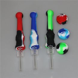 New Smoking Silicone Nectar pipe Kit With Quartz Tips 14mm Dab Tool For Glass Bongs Dab Rigs hand pipes
