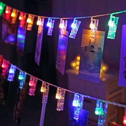 1.5M 3M 6M Photo Clip Holder LED String lights Battery Powered LED Garland Decors for New Year Christmas Wedding Birthday Party Y201020