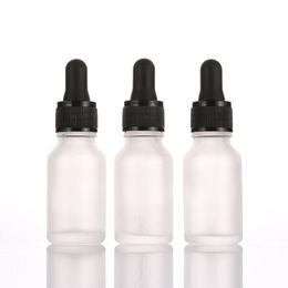30ml Black Screw Cap Bottles Clear Frosted For Original Liquid Cosmetic package With Glass Dropper Clear Frosted Rubber Top LX4391